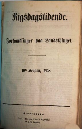 Forhandlinger i Landstinget. Ordentlige samling. 10. 1858