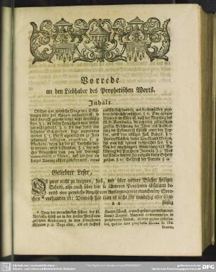 Vorrede an den Liebhaber des Prophetischen Worts