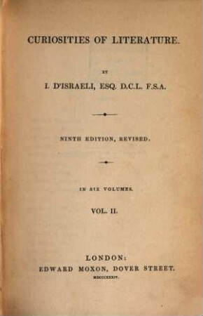 Curiosities of Literature : in Six Volumes, 2