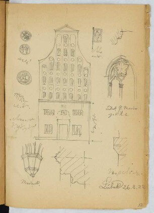 Marienkirche, Lübeck: Ansicht, Details (aus: Skizzen- und Fotoalbum 25)