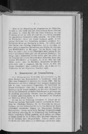 I. Frauenvereine zur Ideenvertretung.