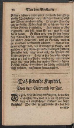 Das siebende Kapittel. Von dem Gebrauch der Zeit