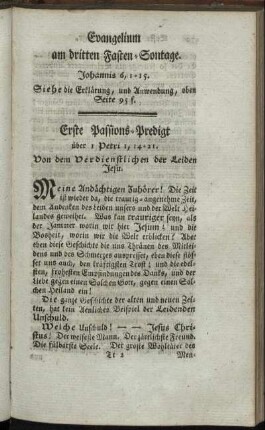Evangeliuzm am [vierten] Fasten-Sontage.