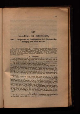 XIV. Grundzüge der Meteorologie.