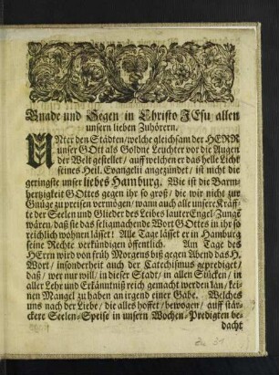 Gnade und Segen in Christo Jesu allen unsern lieben Zuhörern.