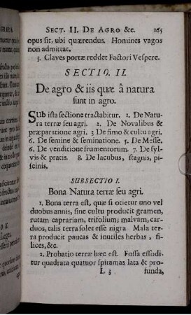 Sectio II. De agro & iis quae a natura sunt in agro