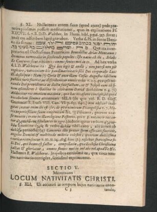 Sectio V. Monstrans Locum Nativitatis Christi.