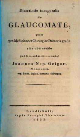 De glaucomate : Diss. inaug.