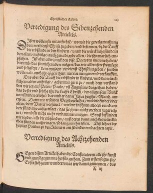Vertedigung des Sibenzehenden Artickels.