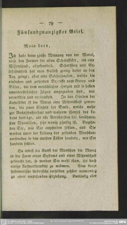 Fünfundzwanzigster Brief