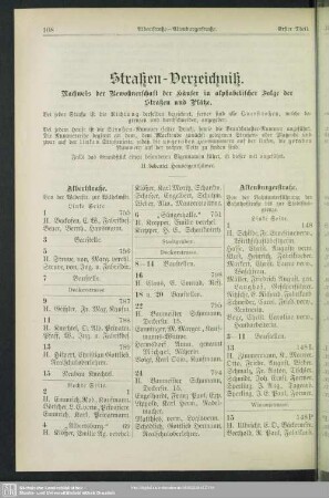 2. Häuserbuch : Zweite Abteilung. Straßen-Verzeichnis
