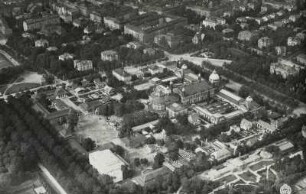 Dresden. Ausstellungsgelände am Stübelplatz und Umgebung (Pirnaische Vorstadt) von Südosten
