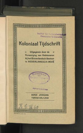 3.1914, Tweede Halfjaar: Koloniaal tijdschrift