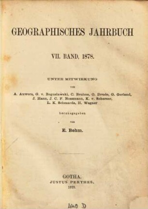 Geographisches Jahrbuch. 7, 7. 1878