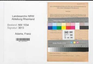 Entnazifizierung Franz Adams , geb. 25.09.1858 (Generalleutnant)