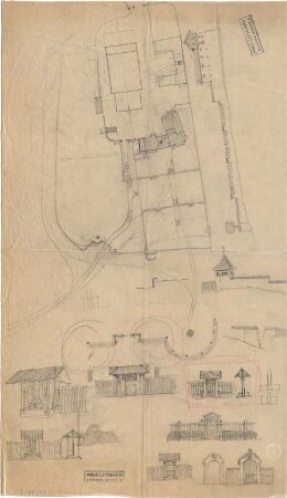 Littmann, Max; Bocksberg; Hofgut - Lageplan; Eingänge (Ansichten)