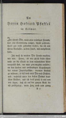 An Herrn Hofrath Pfeffel in Colmar
