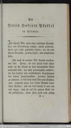 An Herrn Hofrath Pfeffel in Colmar