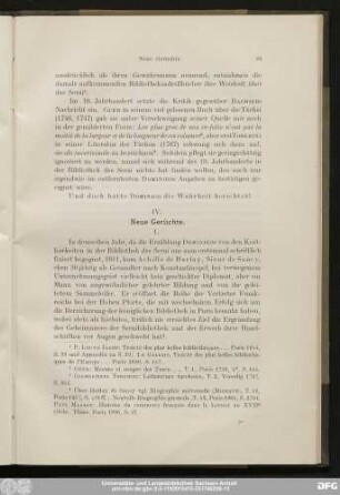IV. Neue Gerüchte.