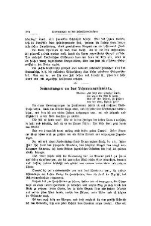 Erinnerungen an das Lehrerinnenseminar