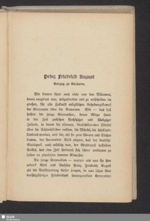 Prinz Friedrich August. Herzog zu Sachsen
