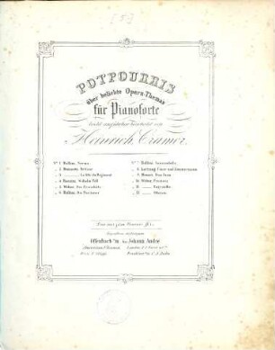 Potpourris über beliebte Opernthemas : für Pianoforte leicht ausführbar bearbeitet. 11., [Carl Maria von] Weber, Euryanthe