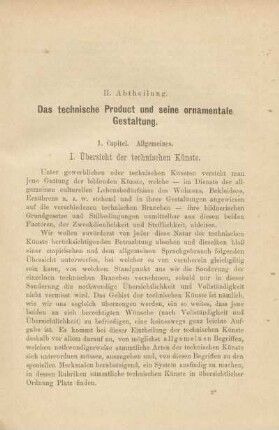 II. Abtheilung. Das technische Produkt und seine ornamentale Gestaltung.