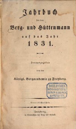 Jahrbuch für den Berg- und Hüttenmann, 1831