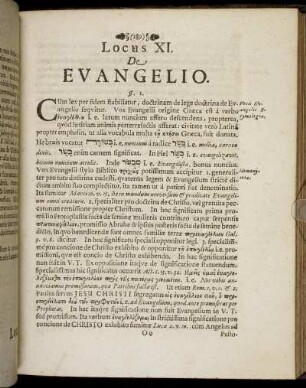 Locus XI. De Evangelio