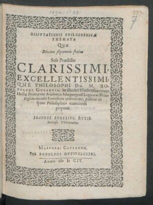 Disputationis Philosophicae Themata