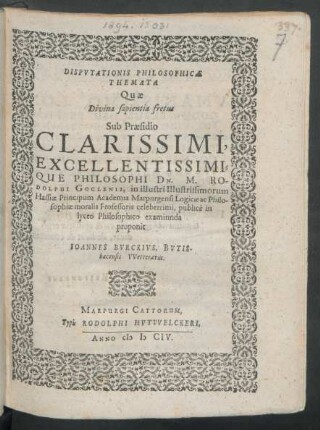 Disputationis Philosophicae Themata