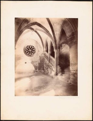 Kloster Maulbronn: Ansicht der Nordostecke des Kreuzganges mit der Höllentreppe