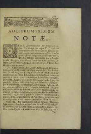 Ad librum primum notae.