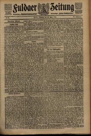Zweite Ausgabe vom Dienstag, den 20. April 1909.
