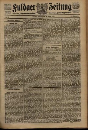 Zweite Ausgabe vom Dienstag, den 20. April 1909.