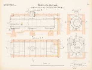 Elektrische Zentrale der Wasserbauinspektion, Emden: Wellrohrkessel: Ansicht, Schnitte 1:25
