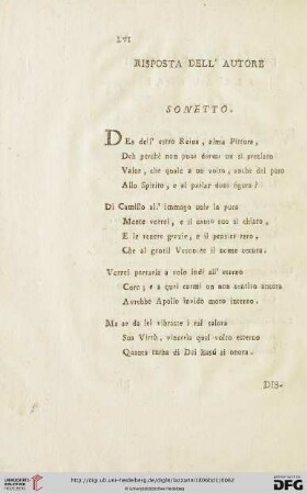 Riposta dell'Autore. Sonetto