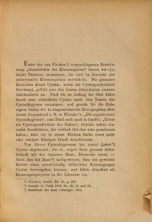 Ueber die Geschwülste der Kiemenspalten