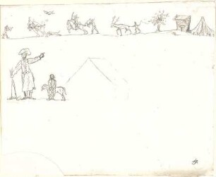 Gärtner, Friedrich von; Frühe Zeichnungen - Jagdszene u. Bauer (Studie)