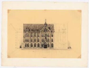 Städtisches Mietswohnhaus/ Öffentliches Gebäude (?): Ansicht, Fassadenschnitt vertikal