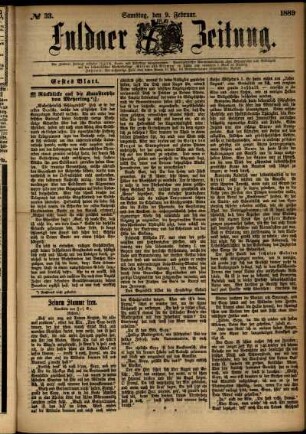 Erste Ausgabe vom Samstag, den 09. Februar 1889.