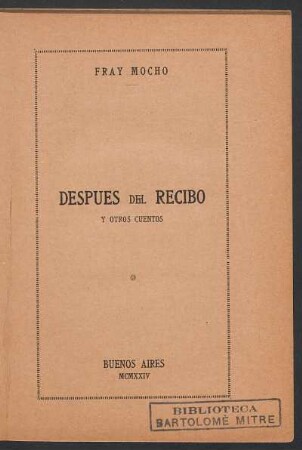 1924001200: Después del recibo y otros cuentos