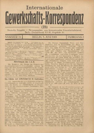 Nummer 13 Berlin, 5. Juni 1914 Jahrgang 2