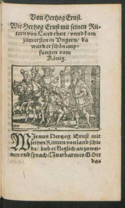 Wie Hertzog Ernst mit seinen Rittern von Land rheit ...