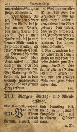 XLIII. Morgen- Mittag- und Abendgesänge.