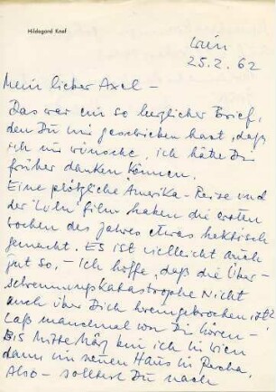 Korrespondenz von Hildegard Knef