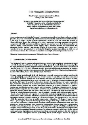 Text parsing of a complex genre