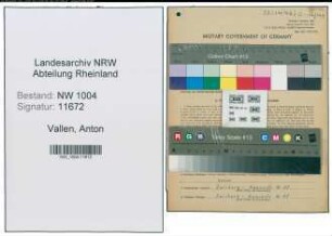 Entnazifizierung Anton Vallen , geb. 31.01.1902 (Monteur)