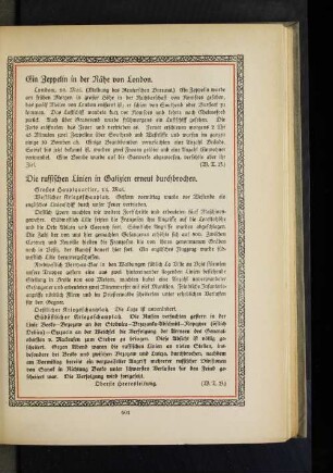 Die russischen Linien in Galizien erneut durchbrochen.