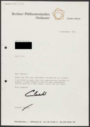 Brief an Gérard Korsten, 03.09.1993